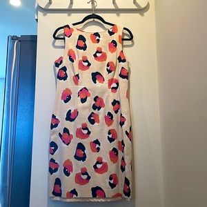 Chetta B Pink, Orange and Beige Animal Print Work Dress (Size 6)